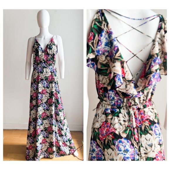 Wayf Floral Wrap Maxi Dress Sleeveless M - Picture 1 of 12